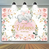 Rosa Blumen Elefant Baby Dusche Hintergrund